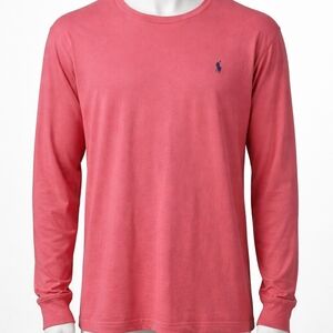 Polo by Ralph Lauren Men's Coral Pink Long Sleeve Shirt